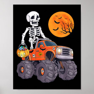 Kids Halloween Skelett Reiten Monster Truck Funny Poster