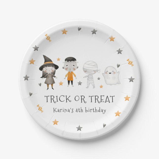 Kids Halloween Trick oder Treat Birthday Paper Pla Pappteller (Vorderseite)