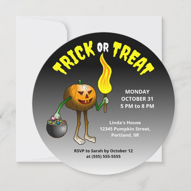 Kids Halloween Trick oder Treat Party Einladung (Vorderseite)