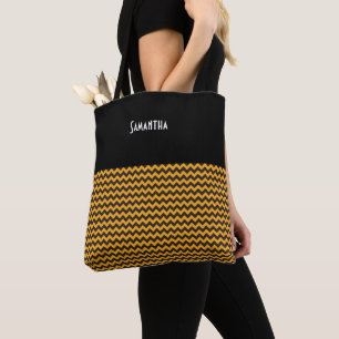 Kids Halloween Zickzack Orange Black Name