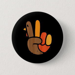 Kids Hand Peace Sign Erntedank Day Cooles Symbol Button