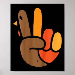 Kids Hand Peace Sign Erntedank Day Cooles Symbol Poster