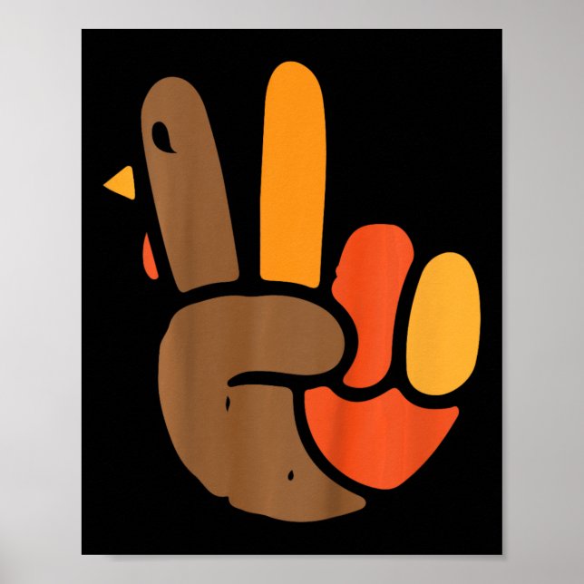 Kids Hand Peace Sign Erntedank Day Cooles Symbol Poster (Vorne)