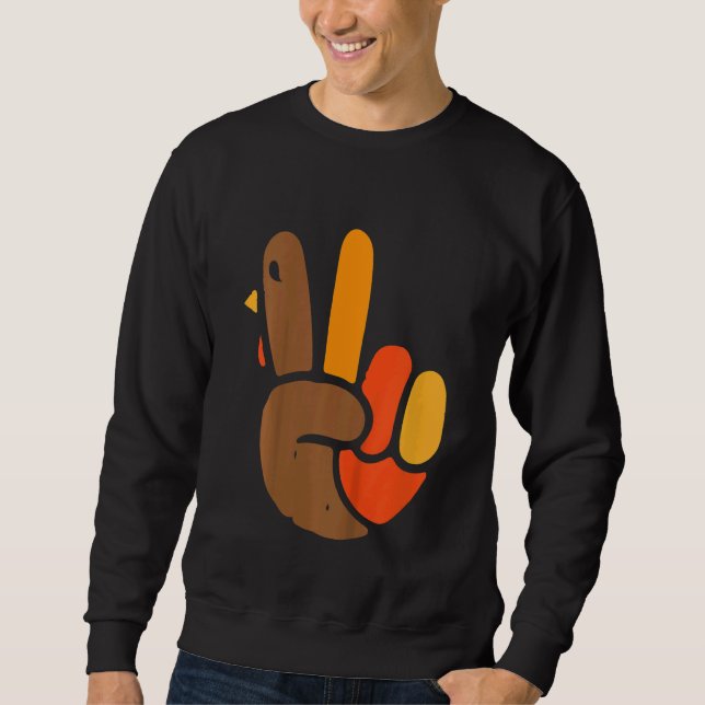 Kids Hand Peace Sign Thanksgiving Day Cool Symbol  Sweatshirt (Vorderseite)