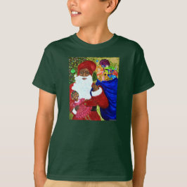 Kids Hanes Weihnachten T - Shirt - Black Santa Gif