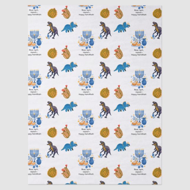 Kids Hanukkah Gewebe Paper - Dinosaurier dreidel Seidenpapier (Vorderseite)