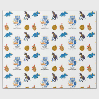 Kids Hanukkah Wrapping Paper - Dinosaurier dreidel Geschenkpapier