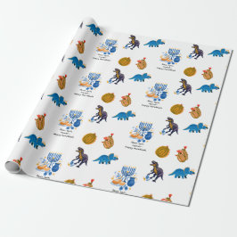 Kids Hanukkah Wrapping Paper - Dinosaurier dreidel Geschenkpapier
