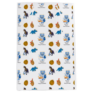 Kids Hanukkah Wrapping Paper - Dinosaurier dreidel Mittlere Geschenktüte