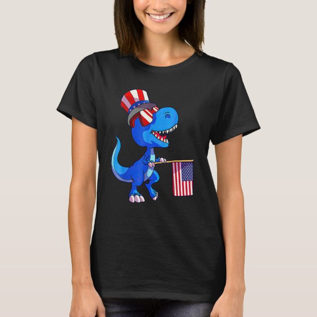 Kids Happy 4th Of July Rex Dino Dinosaur Baby Todd T-Shirt (Vorderseite)