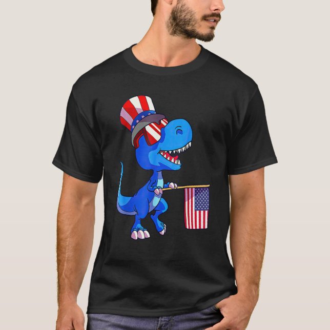 Kids Happy 4th Of July Rex Dino Dinosaur Baby Todd T-Shirt (Vorderseite)