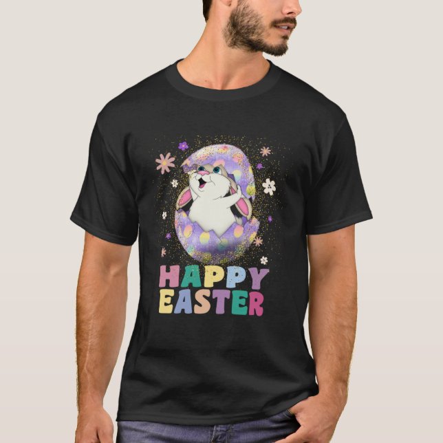 Kids Happy Easter Cute Rabbit Bunny Ear Easter Egg T-Shirt (Vorderseite)