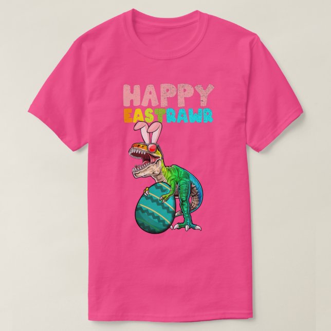 Kids Happy Eastrawr Tre Easter Bunny Egg Funny Din T-Shirt (Design vorne)