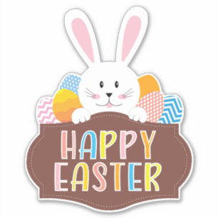 Kid's Happy Osterfarbene Eier & Bunny Aufkleber