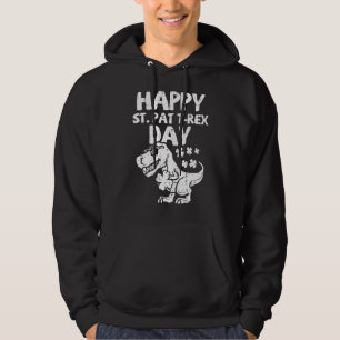 Kids Happy St Pat T-Rex Day Dino Saurus St Patrick Hoodie
