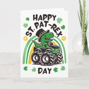Kids Happy St Pat Trex Day Dino St Patricks Day To Karte