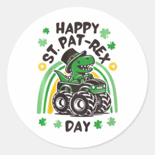 Kids Happy St Pat Trex Day Dino St Patricks Day To Runder Aufkleber