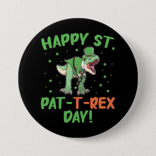 Kids Happy St Pat Trex Tag Dino St Patricks Tag  Button