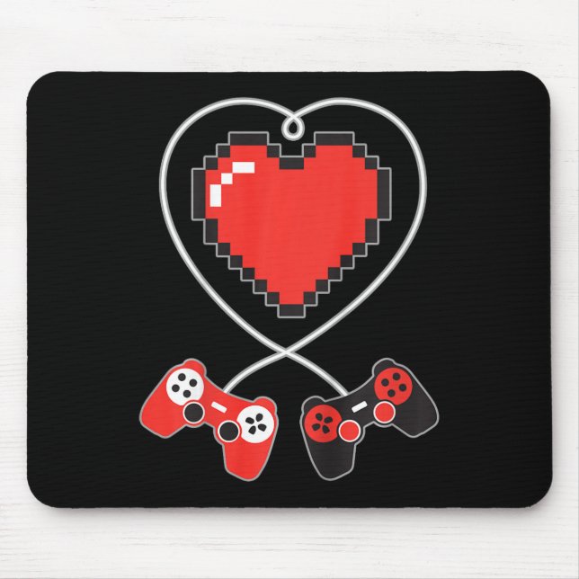 Kids Heart Pixel Art Video-Game Controller Valenti Mousepad (Vorne)