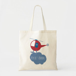Kids Helicopter Blue Red Library Büchertasche Tragetasche