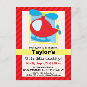 Kid's Helicopter; Scarlet Red Stripes Postkarte