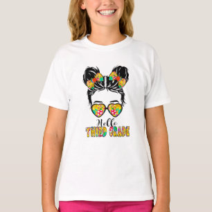 Kids Hello Third Grade Messy Bow Girls 3. Klasse T-Shirt