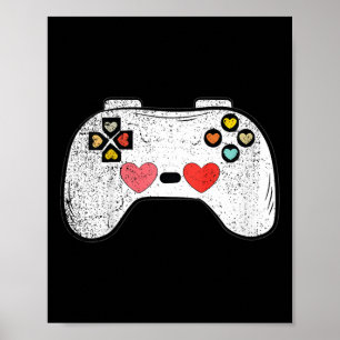 Kids Herz Video-Spiel Controller Valentinstag Cu Poster