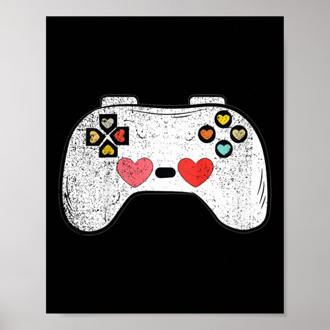 Kids Herz Video-Spiel Controller Valentinstag Cu Poster (Vorne)