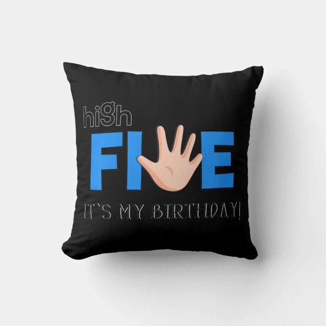 Kids High Five - Cool 5 Year Old Kids Birthday Gif Kissen (Vorderseite)