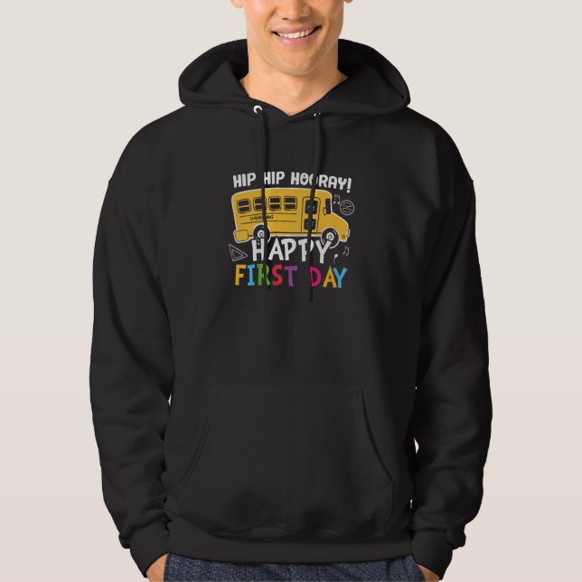 Kids Hip Hip Hooray Happy First Day Back To School Hoodie (Vorderseite)