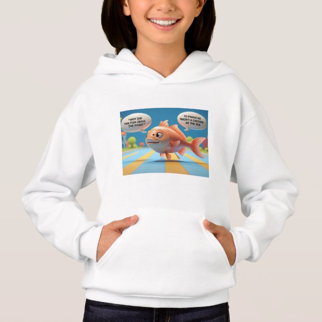 Kids Hoodie mit der Funny Fish Riddle (Vorderseite)