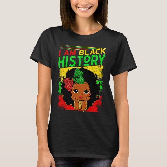 Kids I Am Black History Girls Little Melanin Queen T-Shirt (Vorderseite)