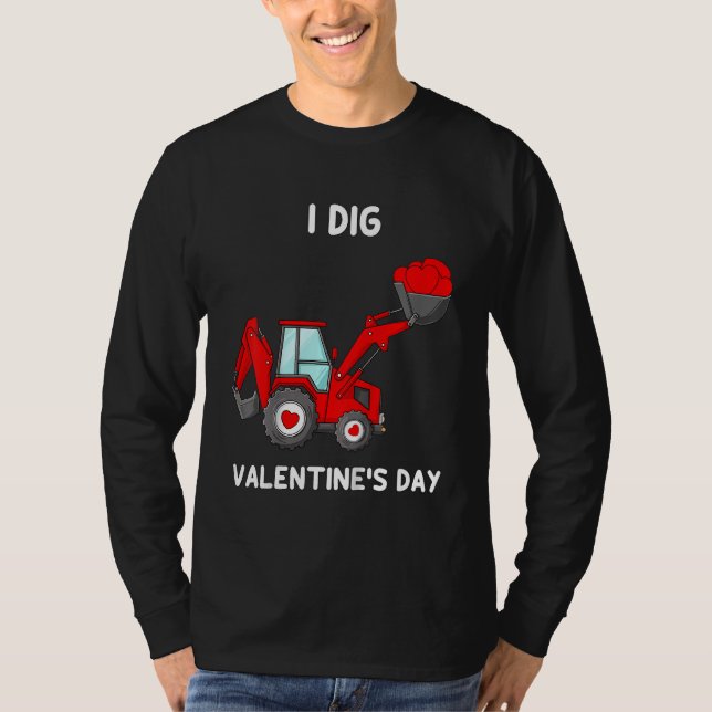 Kids I Dig Valentines Day Hearts Tractor Funny Tod T-Shirt (Vorderseite)