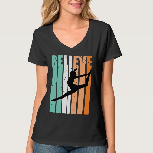 Kids I Love Dance Team Believe Dancer Dancing Retr T-Shirt (Vorderseite)