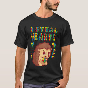 Kids I Steal Hearts Autismus-Bewusstsein Igel Puzz T-Shirt