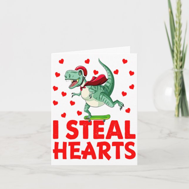 Kids I Steal Hearts Dinosaur Valentines Day For Ba Karte (Vorderseite)