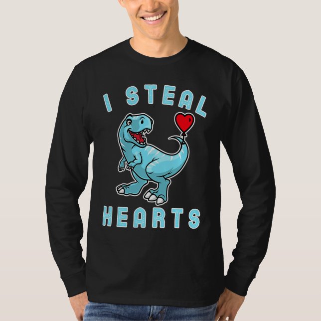 Kids I Steal Hearts Trex Dino Cute Baby Boy Valent T-Shirt (Vorderseite)