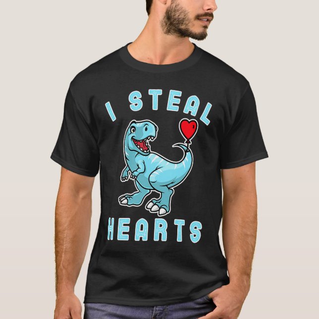 Kids I Steal Hearts Trex Dino Cute Baby Boy Valent T-Shirt (Vorderseite)