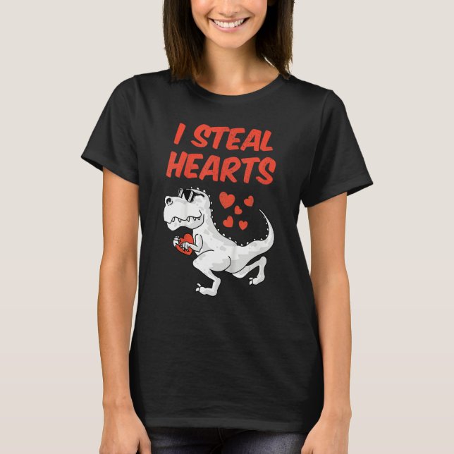 Kids I Steal Hearts Valentine's Day Toddler Dinosa T-Shirt (Vorderseite)