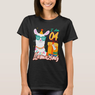 Kids ich bin 4 Jahre alt und Llamazing Lama 4. Geb T-Shirt