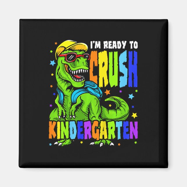 Kids ich bin bereit, den Kindergarten-Dinosaurier  Magnet (Vorne)