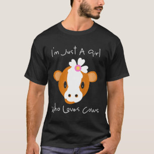 Kids Ich Bin Ein Mädchen Das Kühe Liebt Süße Rosa  T-Shirt