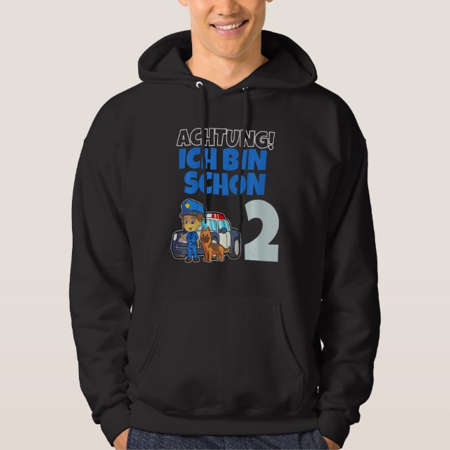 Kids Ich bin schon 2 Jahr alt! Achtung Polizei Pol Hoodie (Vorderseite)