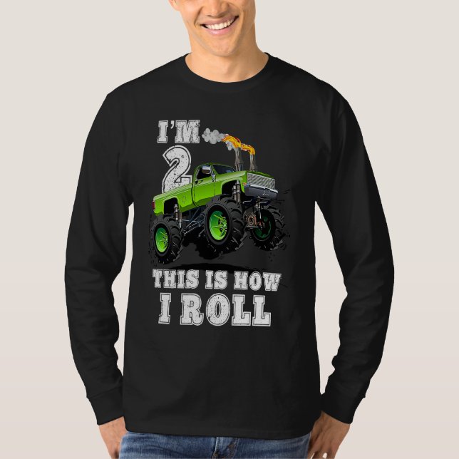 Kids I'm 2 This Is How I Roll Monster Truck T-Shirt (Vorderseite)