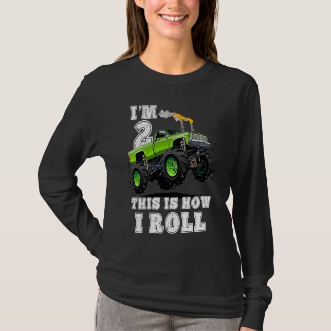 Kids I'm 2 This Is How I Roll Monster Truck T-Shirt (Vorderseite)