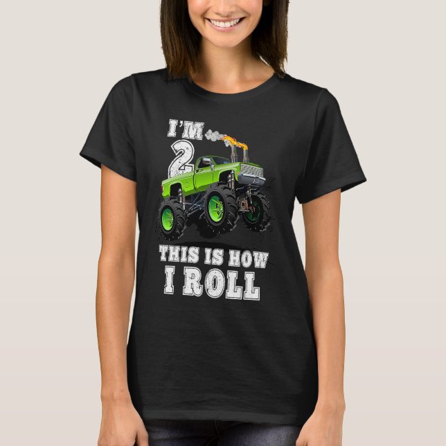 Kids I'm 2 This Is How I Roll Monster Truck T-Shirt (Vorderseite)
