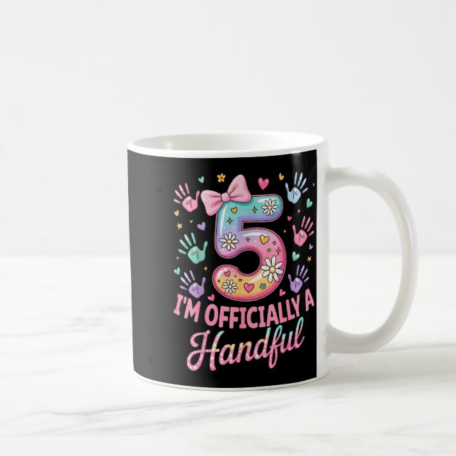 Kids I'm Ly A Handful Five 5th Birthday Girls Boys Kaffeetasse (Rechts)