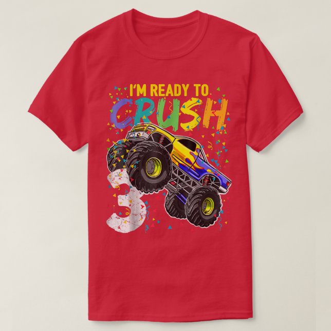 Kids I'm Ready to Crush 3 Monster Truck 3rd Birthd T-Shirt (Design vorne)