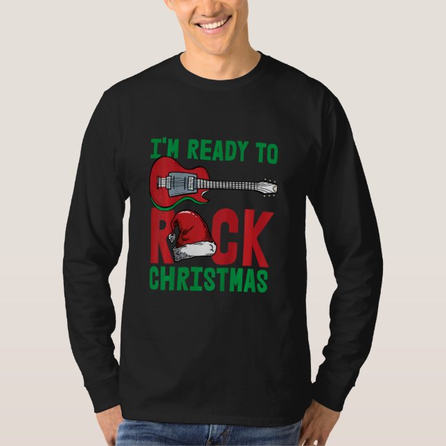 Kids Im Ready To Rock Christmas Pajama Cool Guitar T-Shirt (Vorderseite)