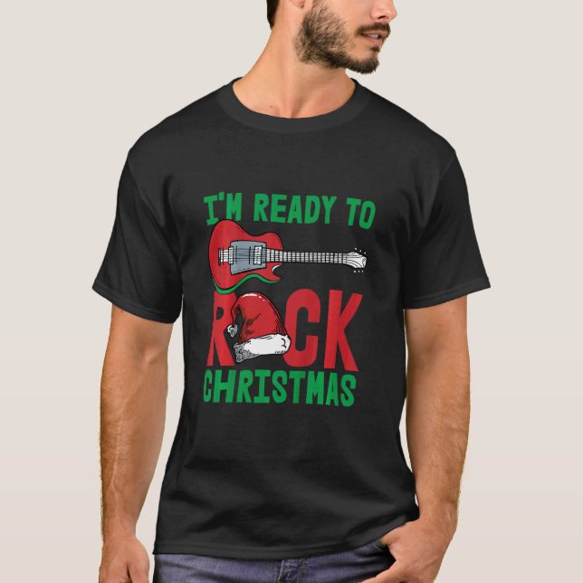 Kids Im Ready To Rock Christmas Pajama Cool Guitar T-Shirt (Vorderseite)